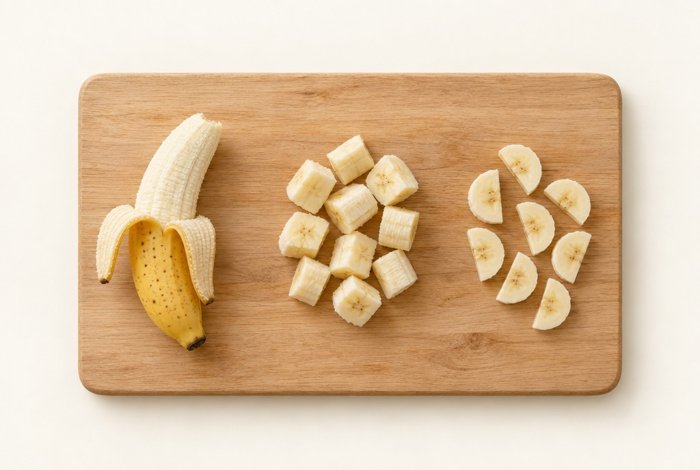 Banana tagliata in tre modi